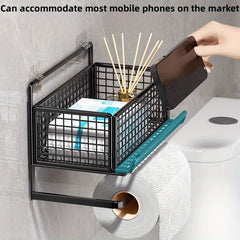 Wall Mounted Bathroom Storage Rack for Toilet & Mobile Phone