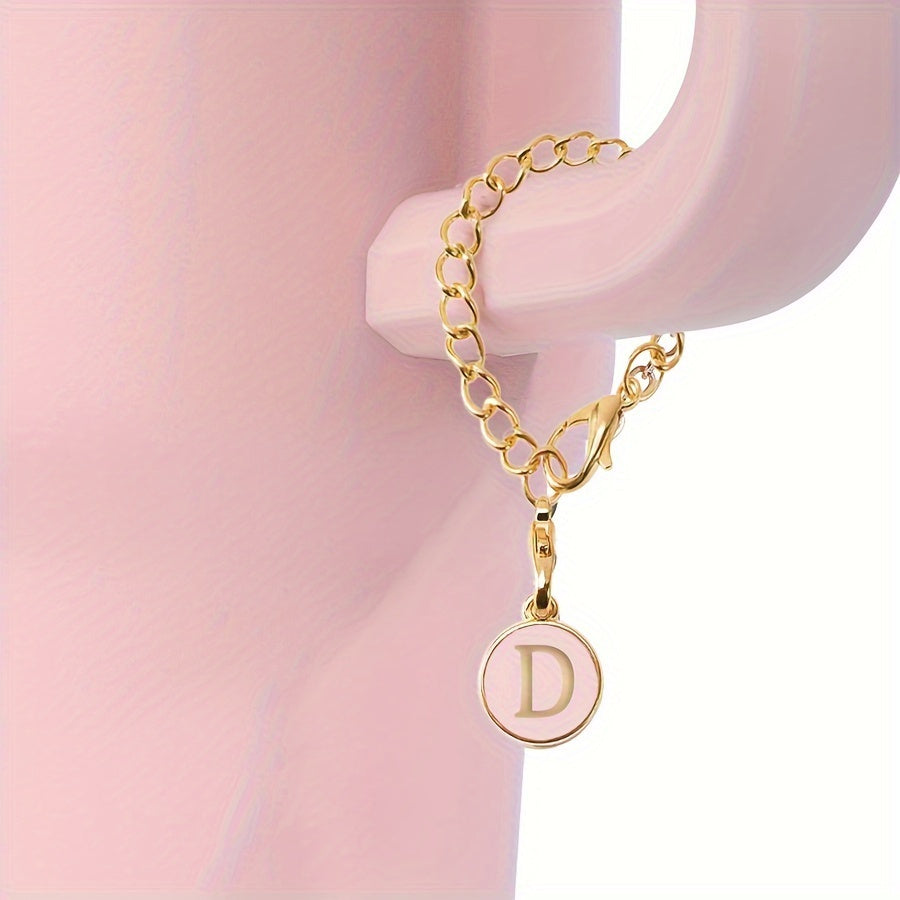 2pcs Initial Letter Chain Charm Water Cup Decorative Pendant Cup Accessories
