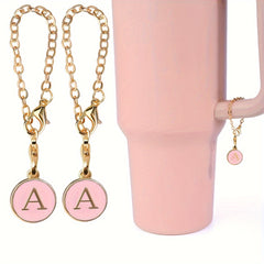 2pcs Initial Letter Chain Charm Water Cup Decorative Pendant Cup Accessories