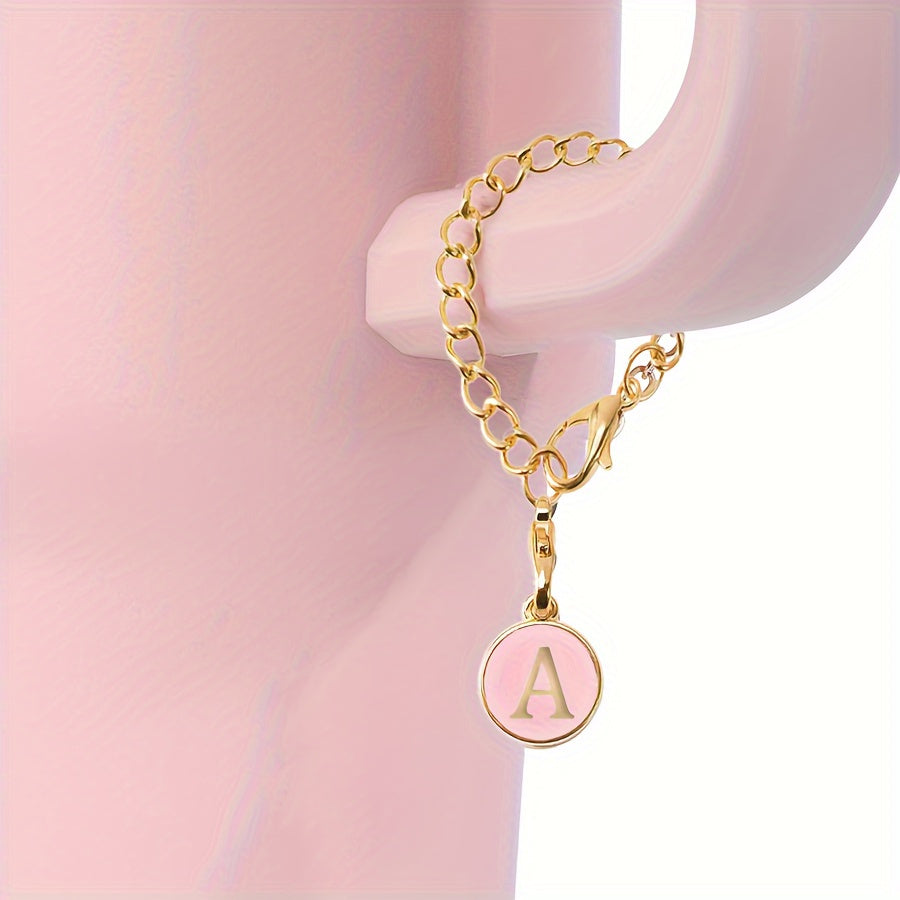 2pcs Initial Letter Chain Charm Water Cup Decorative Pendant Cup Accessories