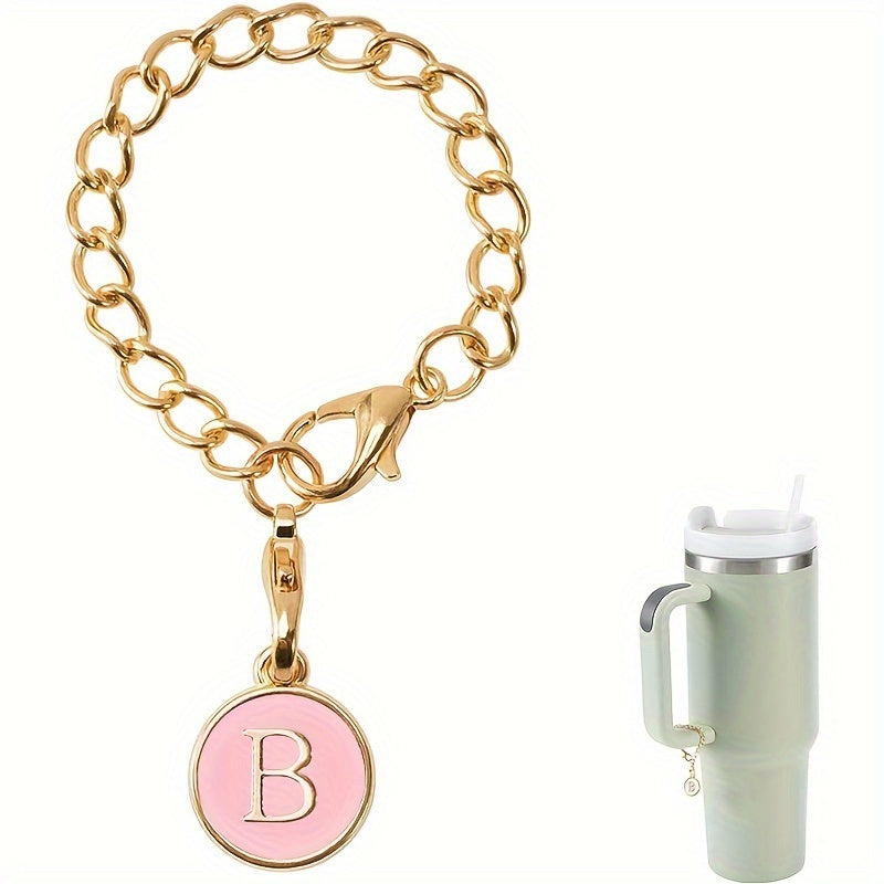 2pcs Initial Letter Chain Charm Water Cup Decorative Pendant Cup Accessories