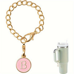 2pcs Initial Letter Chain Charm Water Cup Decorative Pendant Cup Accessories