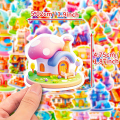 50pcs 3D Scene Waterproof Doodle Sticker Laptop Tablet Mobile Guitar Desktop Cup