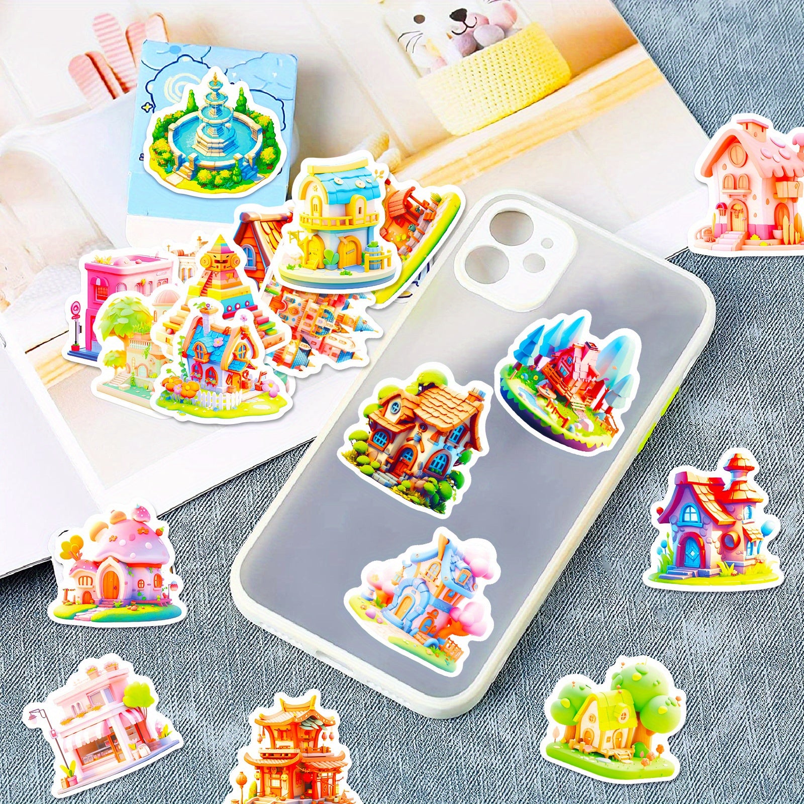 50pcs 3D Scene Waterproof Doodle Sticker Laptop Tablet Mobile Guitar Desktop Cup