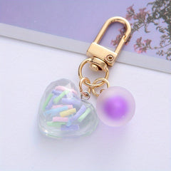 Acrylic Heart Pendant Keychain - Decoration for Keys, Backpacks, Wallets