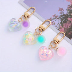 Acrylic Heart Pendant Keychain - Decoration for Keys, Backpacks, Wallets
