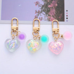 Acrylic Heart Pendant Keychain - Decoration for Keys, Backpacks, Wallets