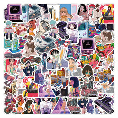 50pcs City Pop Waterproof Doodle Sticker for Laptop Tablet Smartphones