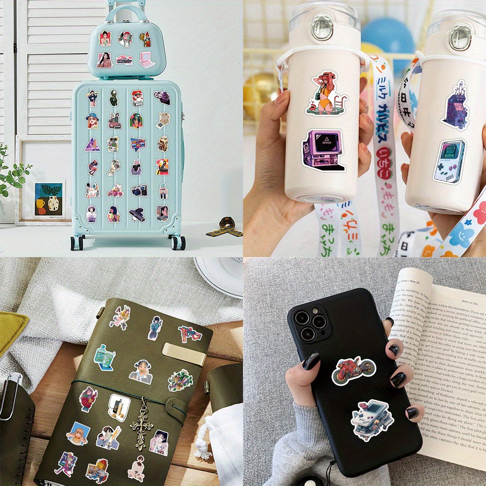 50pcs City Pop Waterproof Doodle Sticker for Laptop Tablet Smartphones