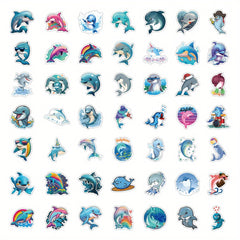 53pcs Dolphin Waterproof Doodle Sticker for Laptop PC Tablet Mobile