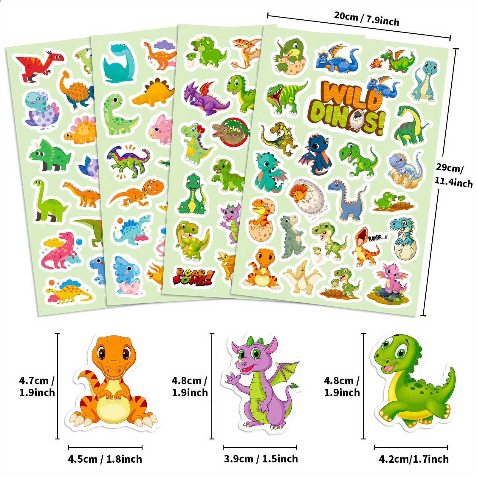 100pcs Dinosaur Waterproof Stickers for Laptop Phone Case Guitar