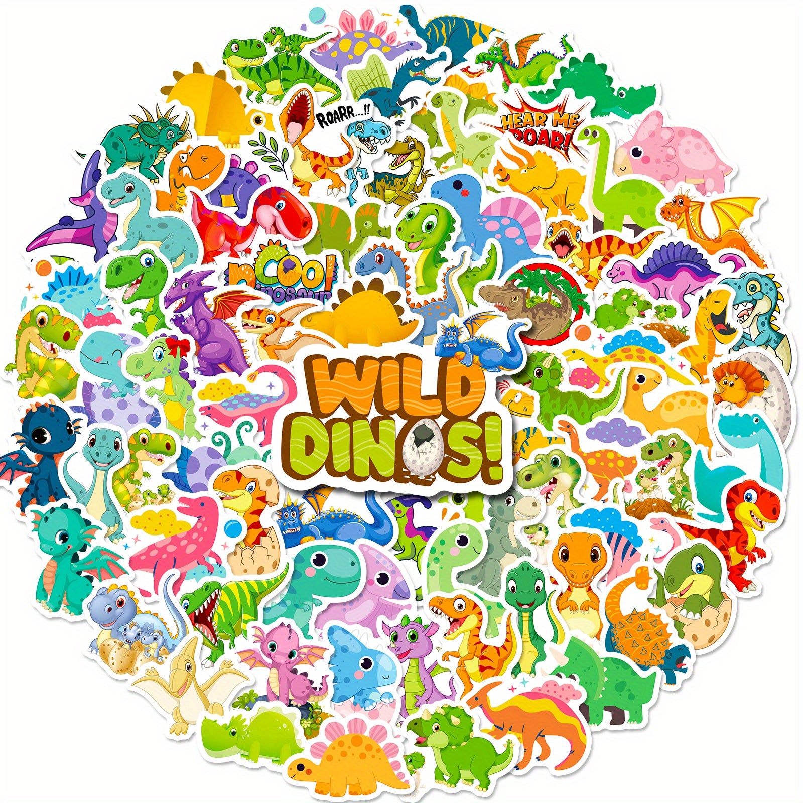 100pcs Dinosaur Waterproof Stickers for Laptop Phone Case Guitar