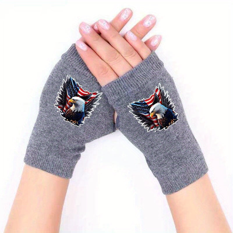 Eagle Retro Knitted Fingerless Gloves for Winter Warmth Anti cold And Antifreeze