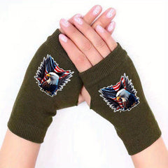 Eagle Retro Knitted Fingerless Gloves for Winter Warmth Anti cold And Antifreeze