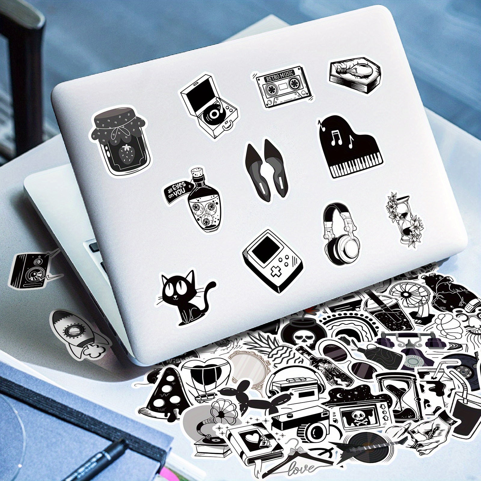 50pcs Waterproof Doodle Sticker for Laptop Tablet Phone Case Guitar Cup Desktop