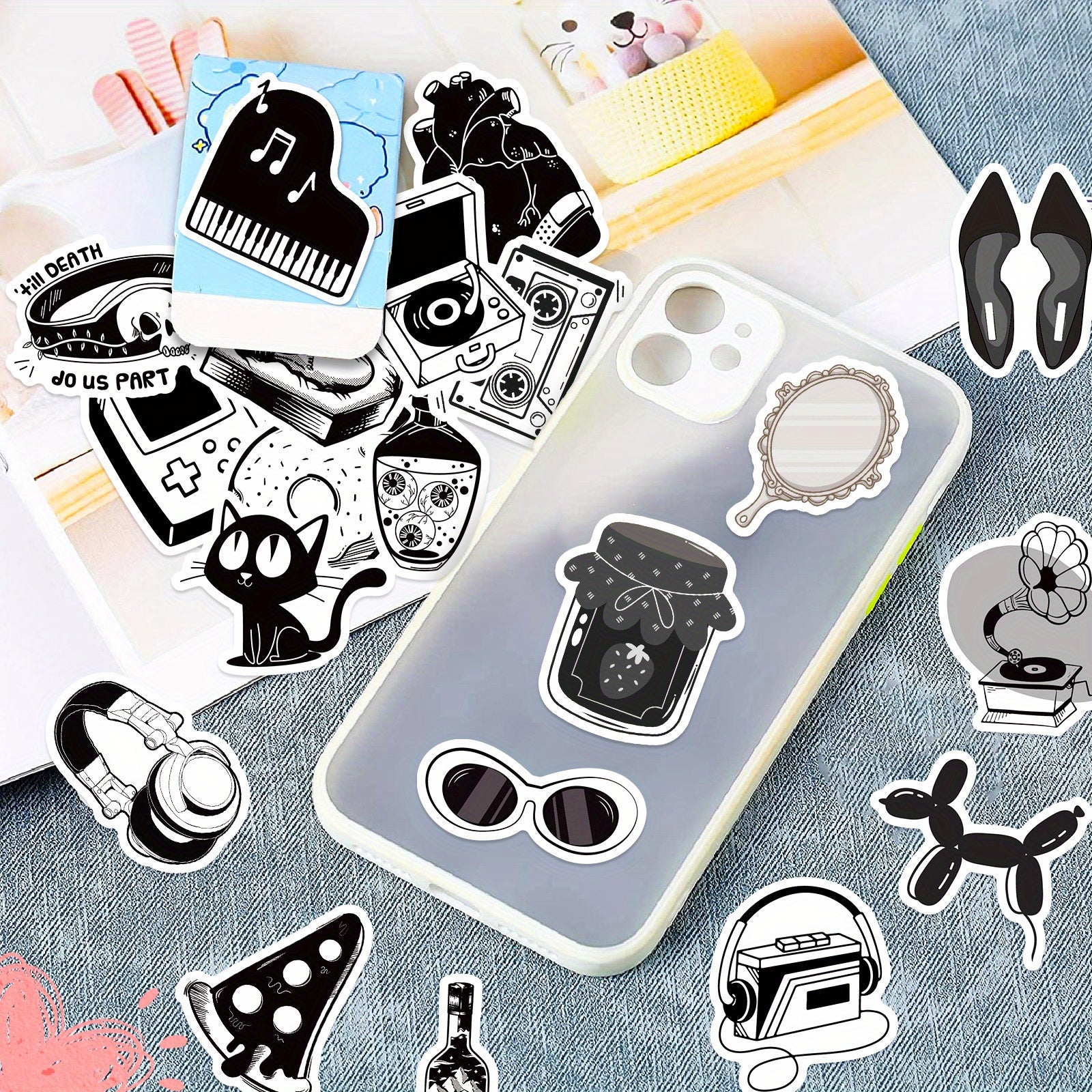 50pcs Waterproof Doodle Sticker for Laptop Tablet Phone Case Guitar Cup Desktop