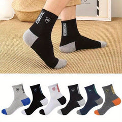 Men's Block Crew Socks Breathable Casual Unisex Socks for Outdoor All Seasons