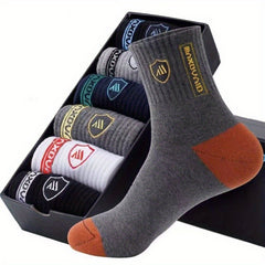 Men's Block Crew Socks Breathable Casual Unisex Socks for Outdoor All Seasons