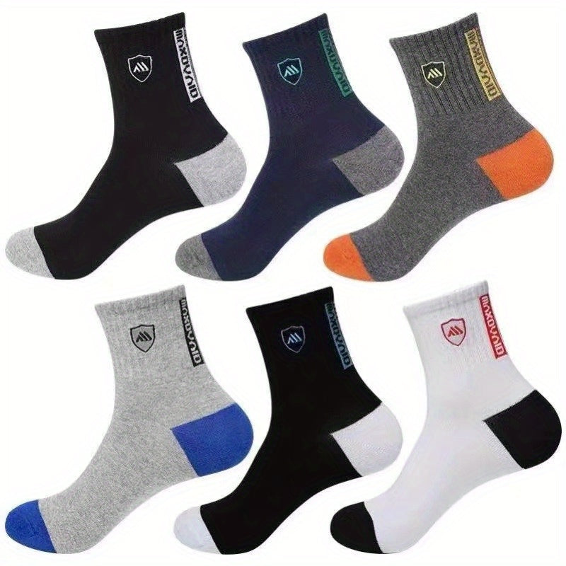 Men's Block Crew Socks Breathable Casual Unisex Socks for Outdoor All Seasons