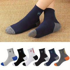 Men's Block Crew Socks Breathable Casual Unisex Socks for Outdoor All Seasons