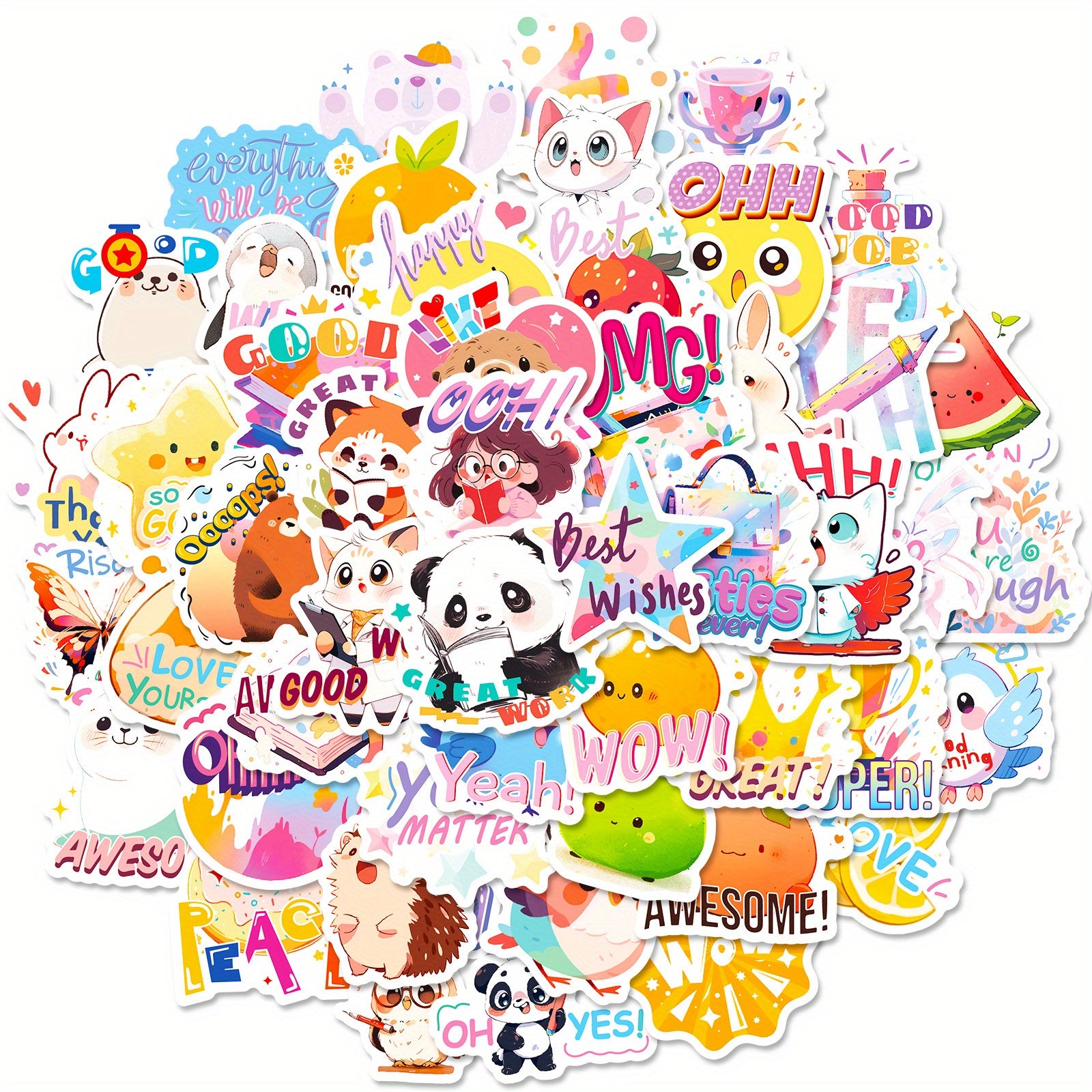 50pcs Waterproof Doodle Stickers for Laptop Tablet Mobile Phone Guitar