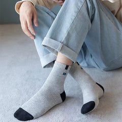 Men's Block Crew Socks Breathable Comfy Casual Unisex Socks