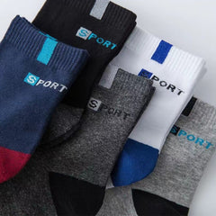Men's Block Crew Socks Breathable Comfy Casual Unisex Socks