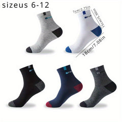 Men's Block Crew Socks Breathable Comfy Casual Unisex Socks