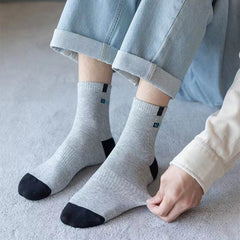 Men's Block Crew Socks Breathable Comfy Casual Unisex Socks