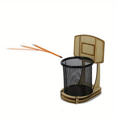 Wooden Desk Basketball Stand Pen Pencil Holder Office Supplies