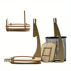Wooden Desk Basketball Stand Pen Pencil Holder Office Supplies