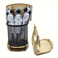 Wooden Desk Basketball Stand Pen Pencil Holder Office Supplies