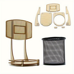Wooden Desk Basketball Stand Pen Pencil Holder Office Supplies