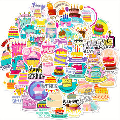 50pcs Happy Birth Waterproof Doodle Sticker Laptop PC Tablet Phone Case