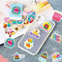 50pcs Happy Birth Waterproof Doodle Sticker Laptop PC Tablet Phone Case