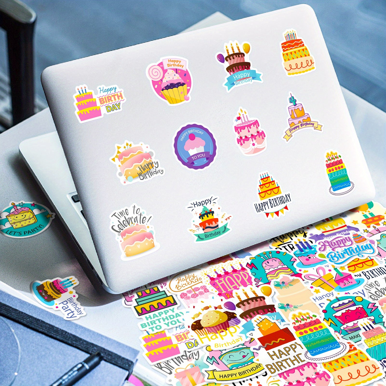 50pcs Happy Birth Waterproof Doodle Sticker Laptop PC Tablet Phone Case
