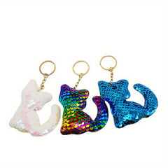 Sequin Cat Keychain Pendant Set - Decoration for Car Keys, Backpacks, Wallets
