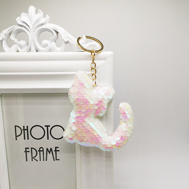 Sequin Cat Keychain Pendant Set - Decoration for Car Keys, Backpacks, Wallets