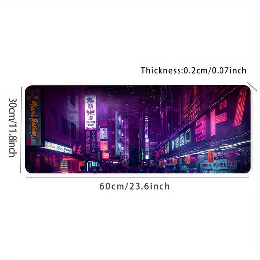 Cyberpunk Street Large Gaming Mouse Pad Desk Mat - Purple