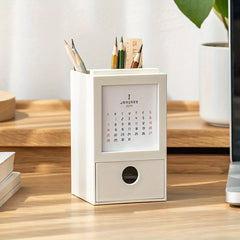 Creative Pen Holder Calendar Storage Box 2 In 1