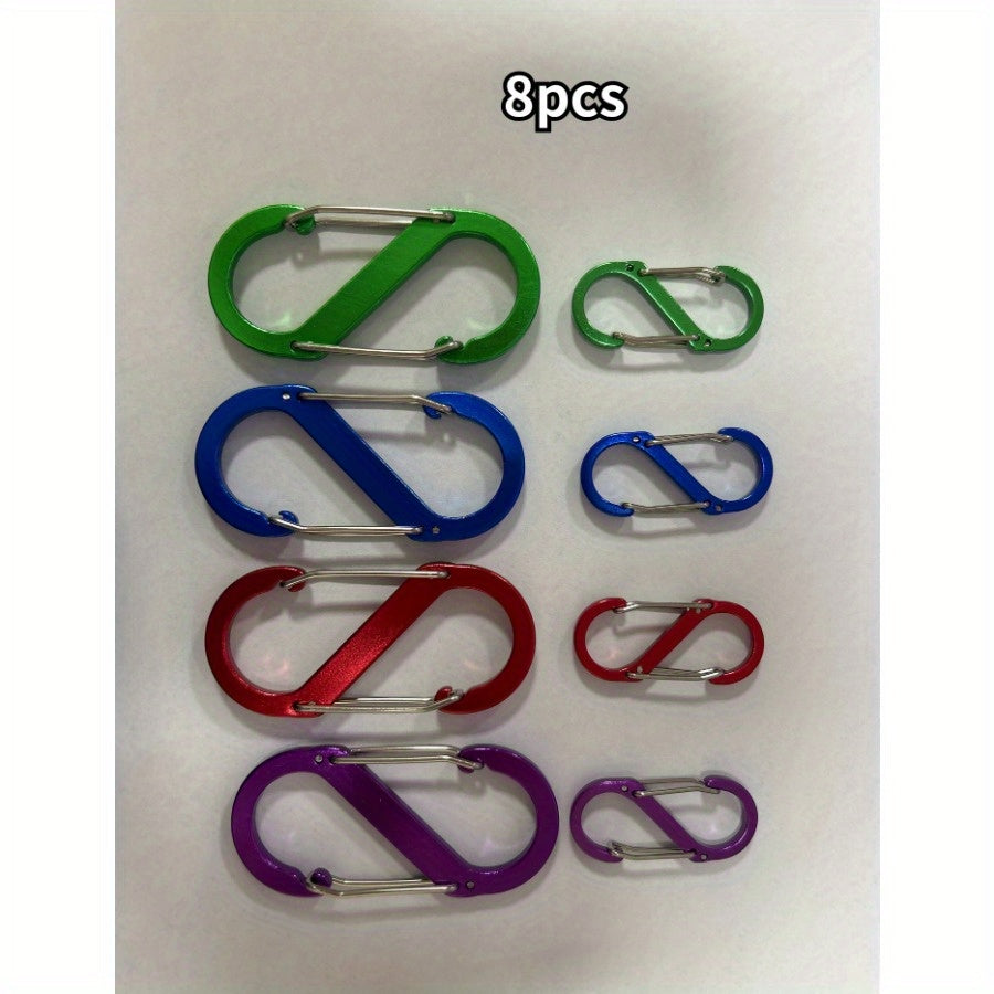 8 Aluminum S Hooks for Climbing & Backpacking Keychain Connection Buckle
