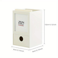 Creative Pen Holder Calendar Storage Box 2 In 1