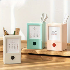 Creative Pen Holder Calendar Storage Box 2 In 1