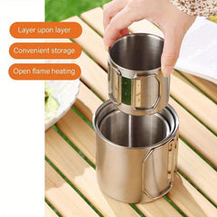 Stainless Steel Folding Water Cup Vintage Mugs For Outdoor Camping