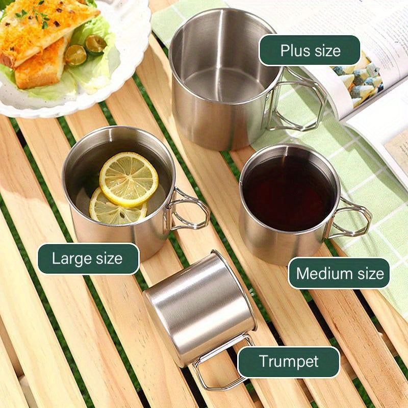 Stainless Steel Folding Water Cup Vintage Mugs For Outdoor Camping