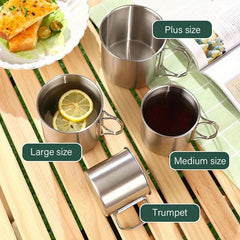 Stainless Steel Folding Water Cup Vintage Mugs For Outdoor Camping