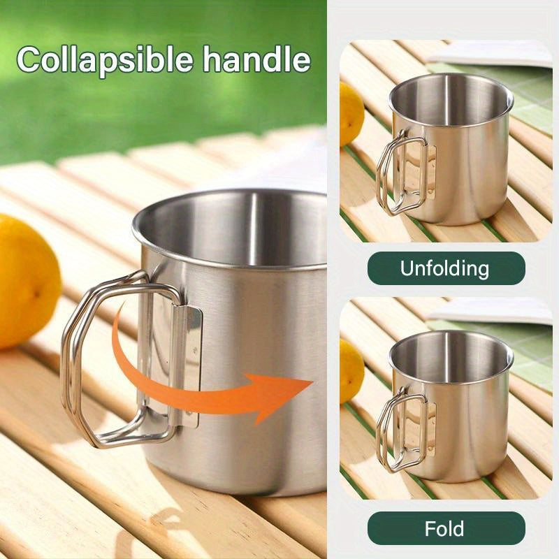 Stainless Steel Folding Water Cup Vintage Mugs For Outdoor Camping