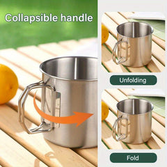 Stainless Steel Folding Water Cup Vintage Mugs For Outdoor Camping