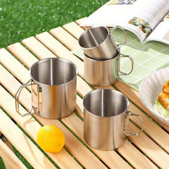 Stainless Steel Folding Water Cup Vintage Mugs For Outdoor Camping
