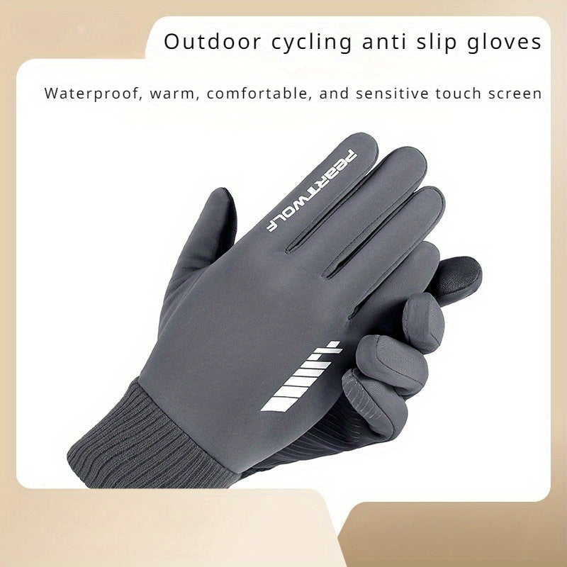 Windproof Waterproof Full Fingered Cycling Gloves Touch Screen Winter Sports Men